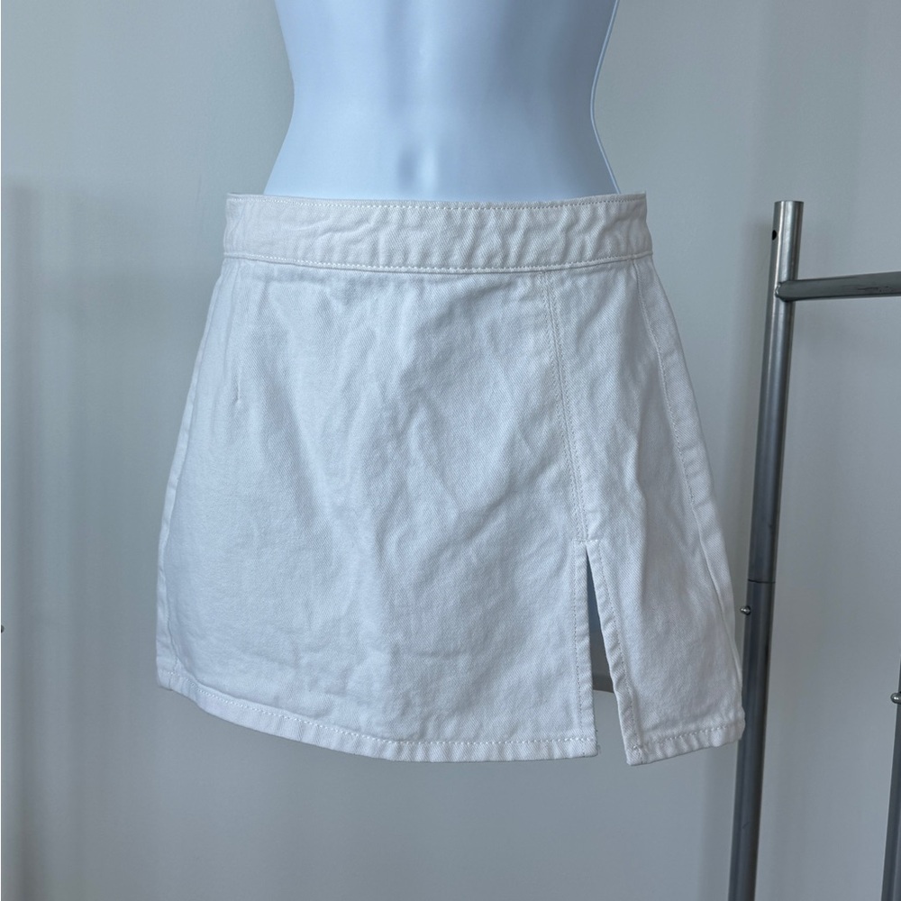 White Denim Mini Skirt - Princess Polly
